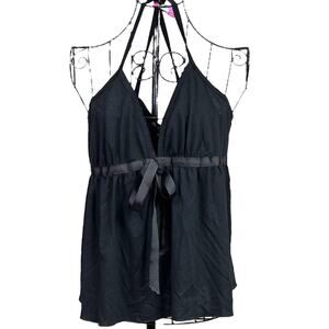 Simply Irresistible Tank Top Blouse  Grosgrain Ribbon Bow Size Large Solid Black